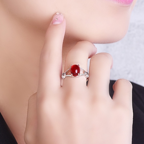 **ATLAS* Silver x Red Fashion Adjustable Ring - Picture 2 of 4